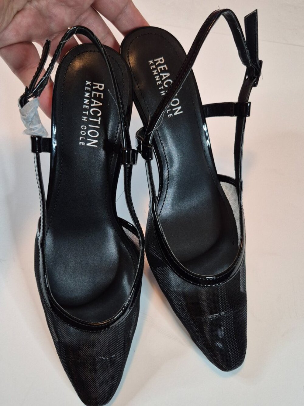 Kenneth Cole Reaction Women's Maggie Black Mesh, Size 7, Kitten Heel, Toe, NEW - Picture 5 of 10